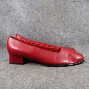 Fanfares Shoes Womens 11 Pumps Red Square Toe Slip On Vintage Block Heel Retro